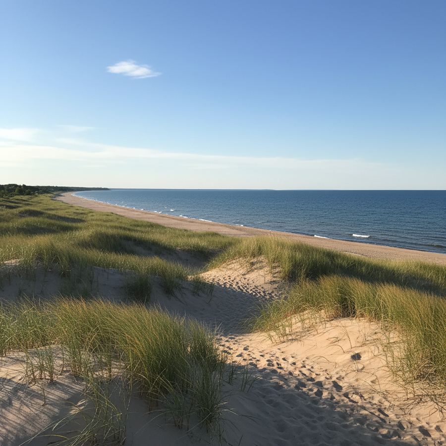 Sand dunes and beach at Sandbanks Provincial Park in Prince Edward County